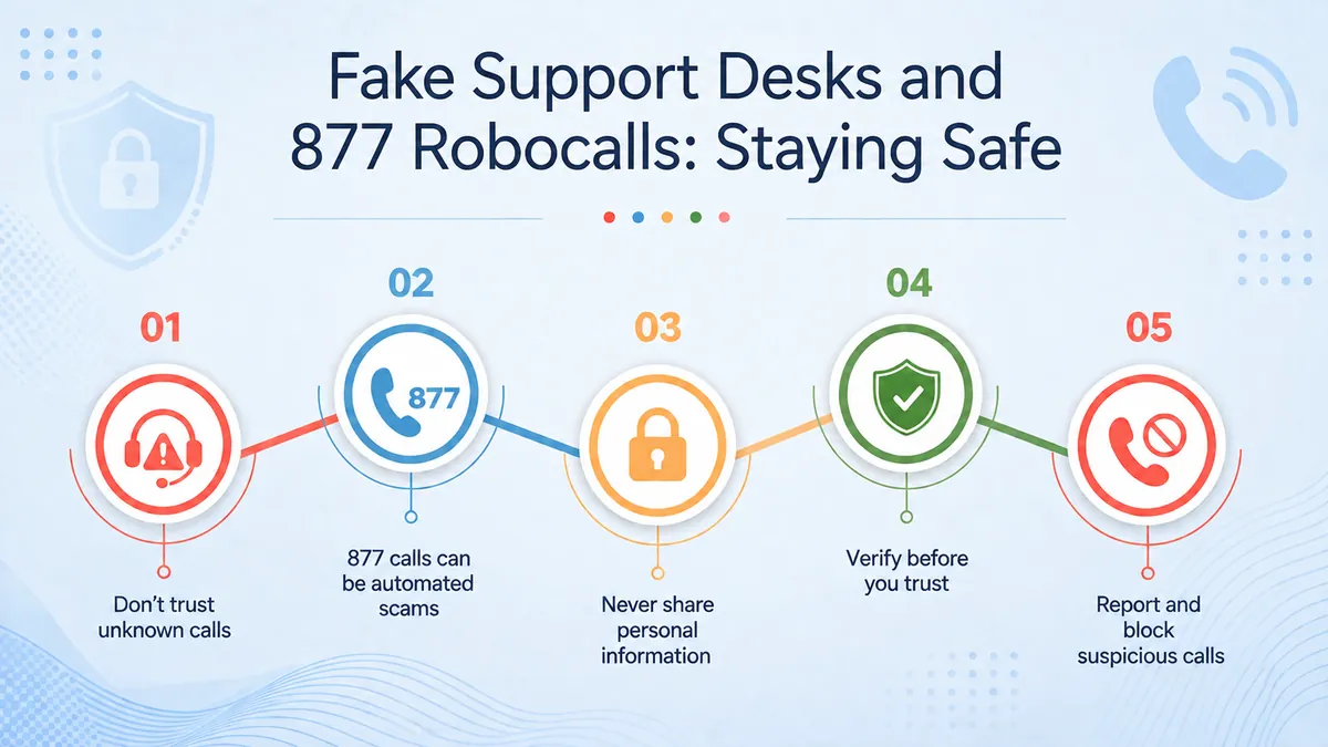 877 area code scam warning — spotting fake support desk calls and toll-free robocalls