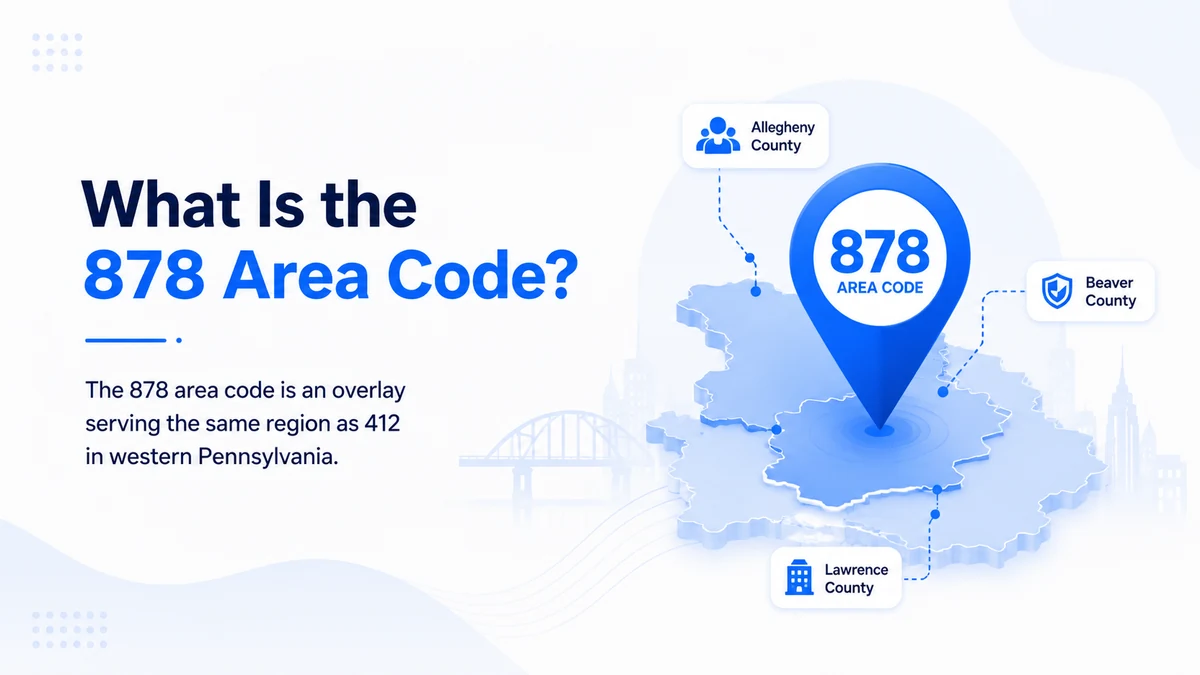What is the 878 area code — western Pennsylvania map showing Pittsburgh, Allegheny County, Beaver County, and Lawrence County as an overlay with the 412 area code