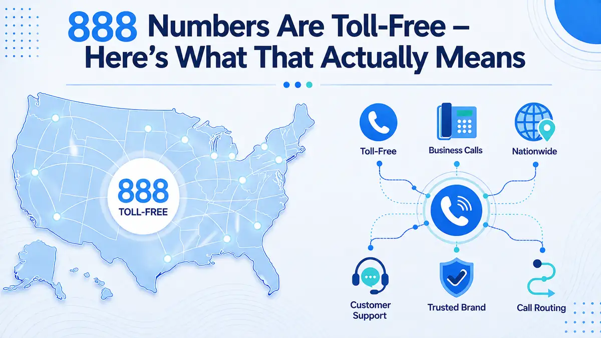 888 area code coverage — a single toll-free prefix reaching the US, Canada, and NANP countries