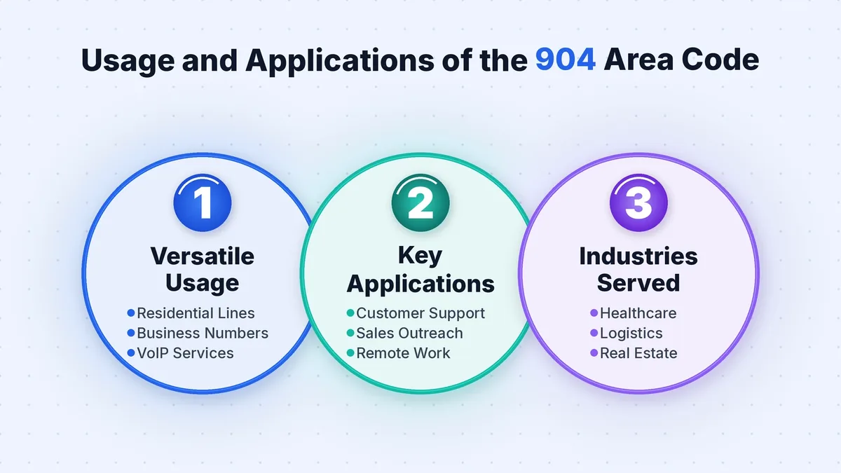 Usage and applications of the 904 area code across industries