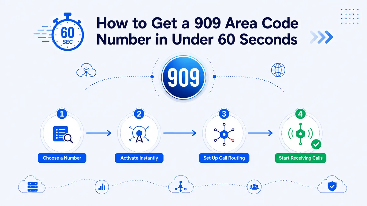 How to get a virtual 909 California Inland Empire phone number in under 60 seconds — no California address, US SIM card, or physical phone line required