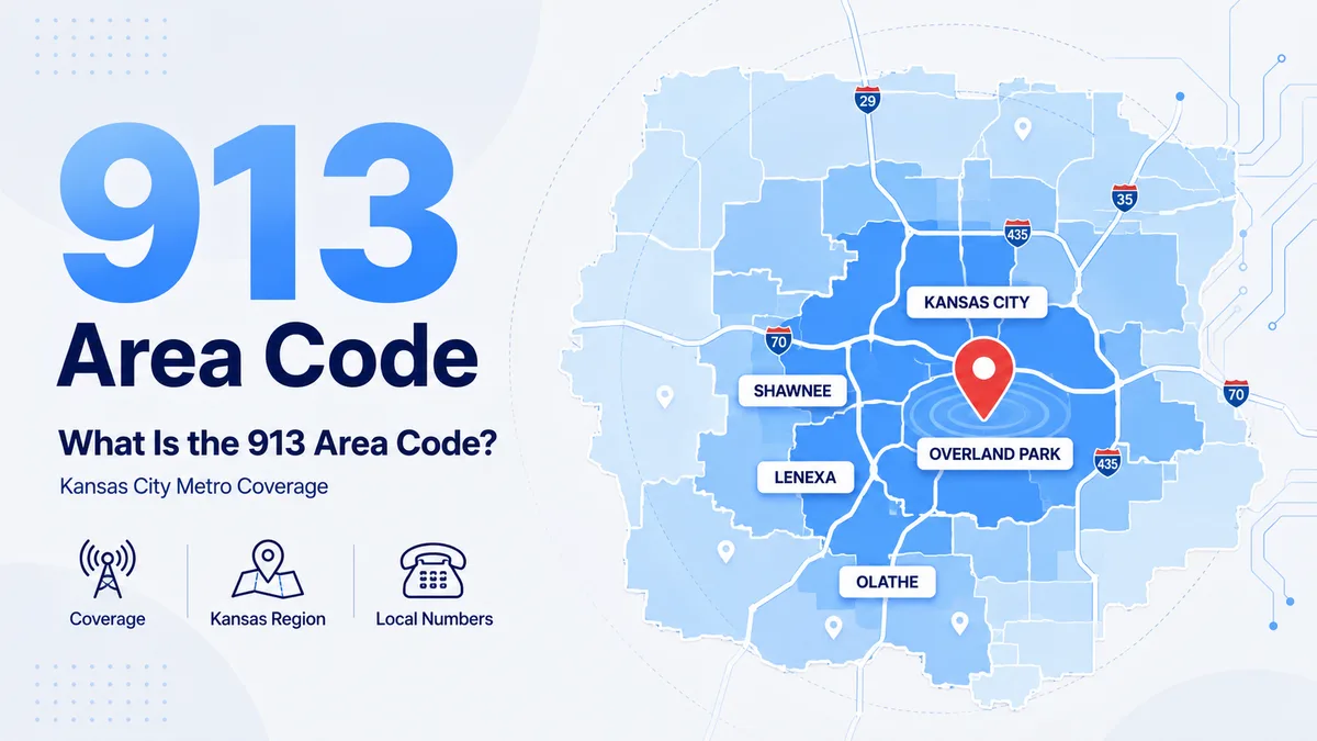 What is the 913 area code — northeastern Kansas telephone coverage map