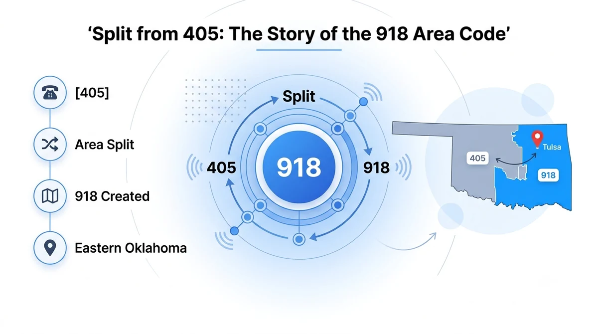 918 area code history — the 1953 split from Oklahoma's original 405 prefix and the 539 overlay