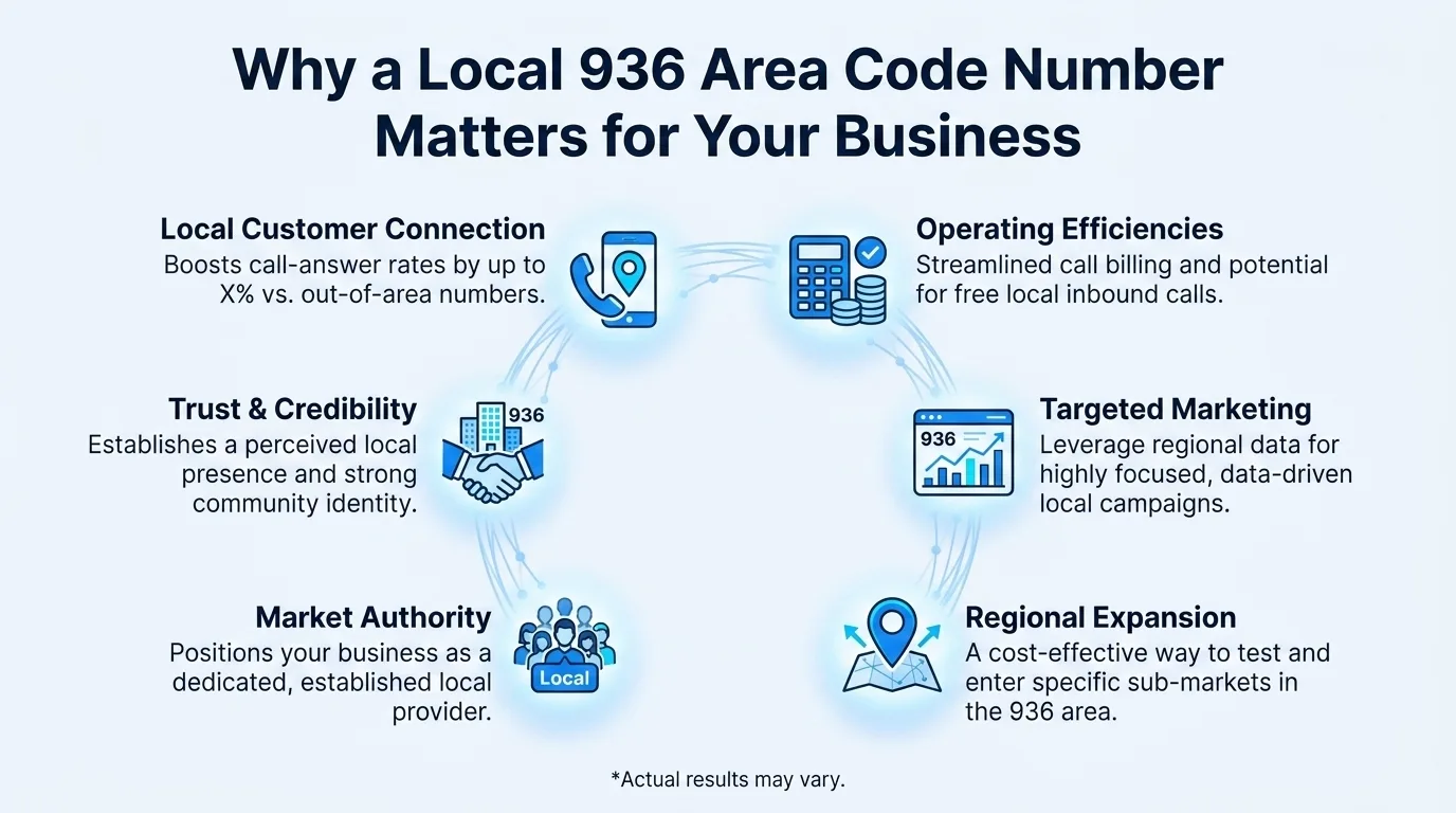 Why a local 936 area code number matters for your business — trust, marketing, and expansion benefits