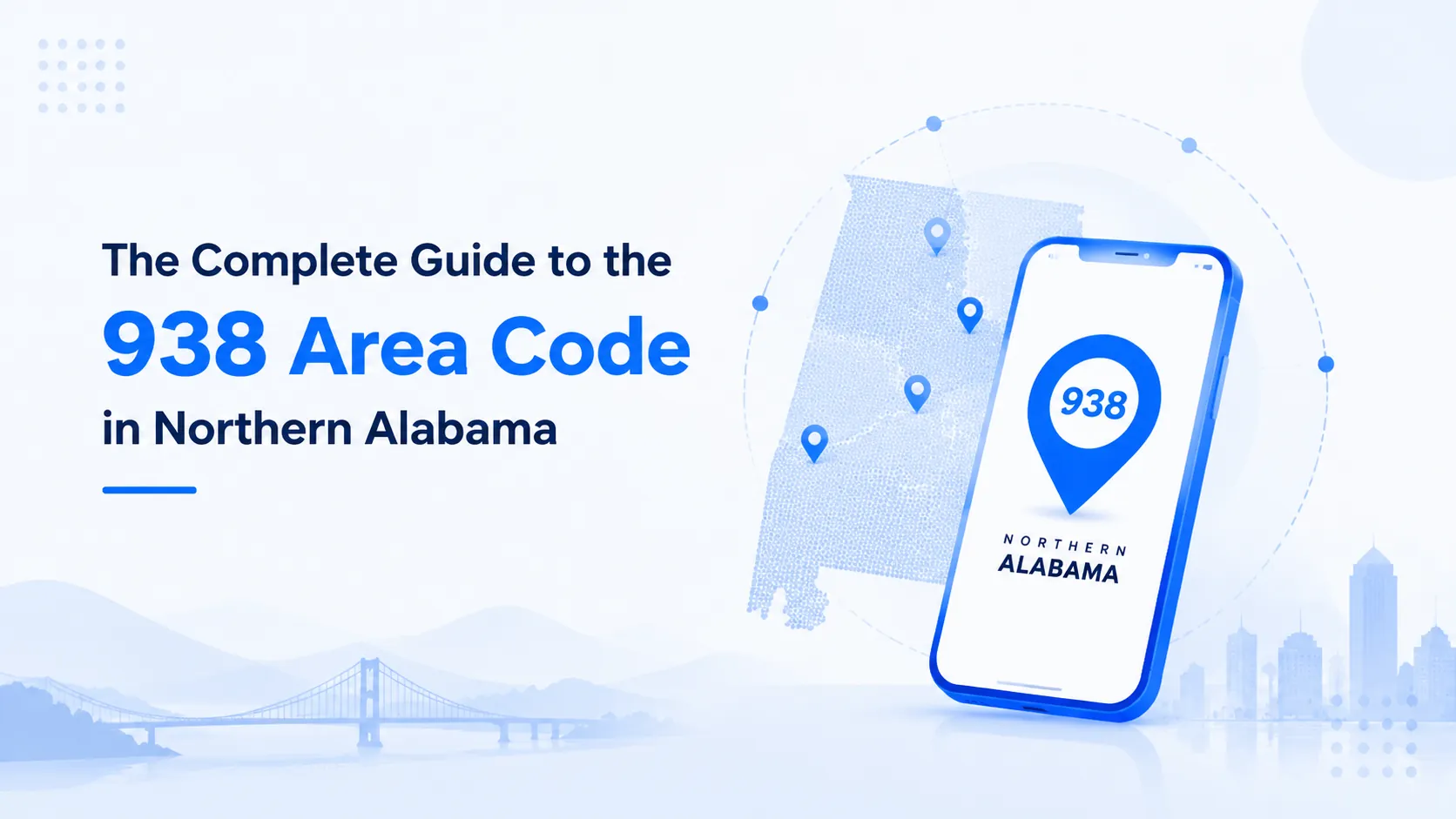 938 area code — Northern Alabama covering Huntsville, Decatur, Florence, Gadsden, and Anniston in the Tennessee Valley
