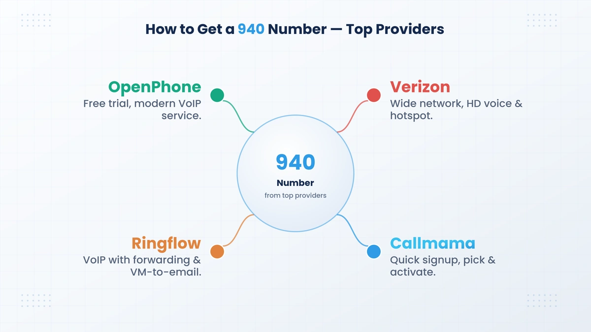 How to get a 940 area code phone number from major providers