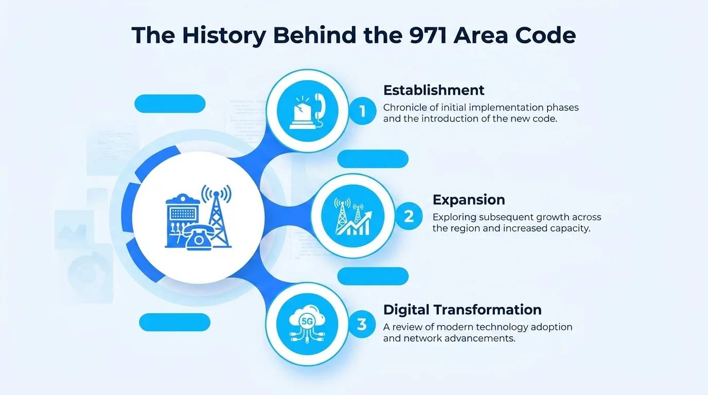 The history behind the 971 area code — establishment, expansion, and digital transformation