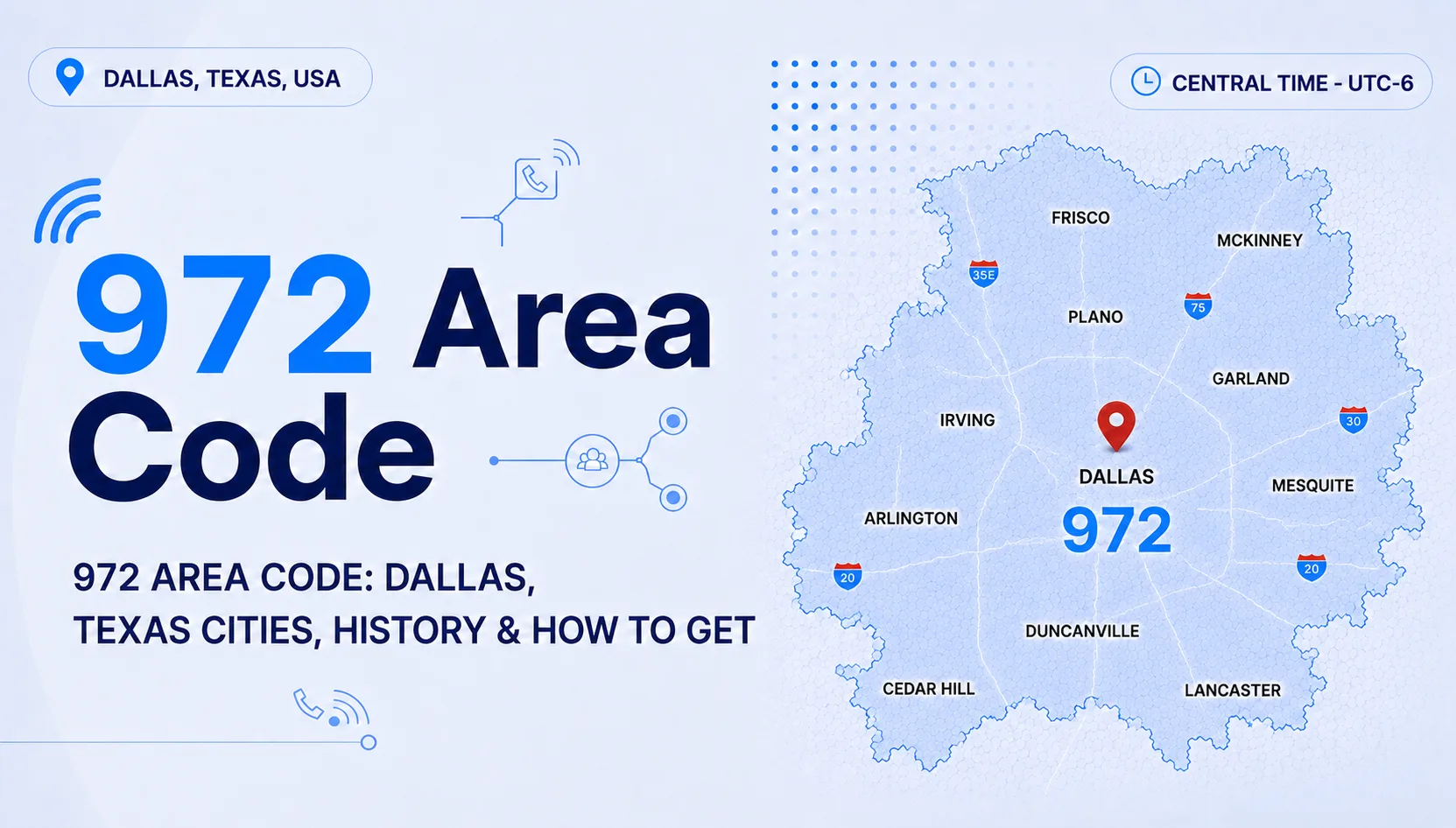 972 Area Code — Dallas, Texas suburbs including Plano, Irving and Garland