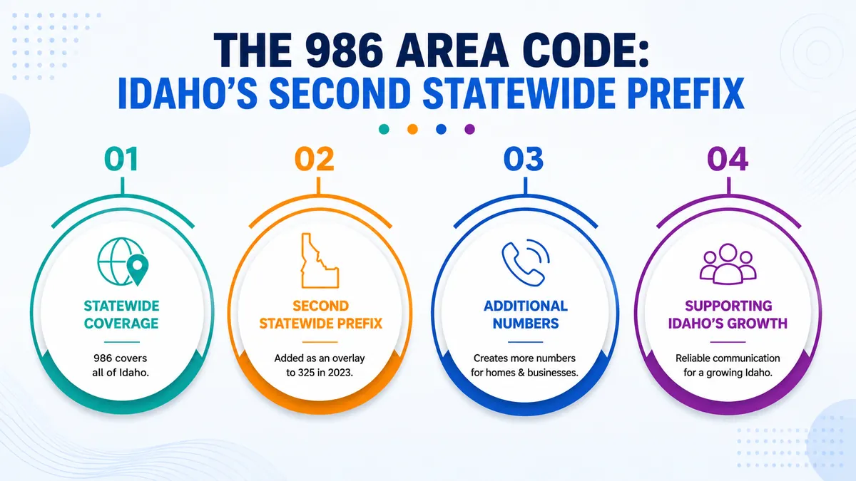 986 area code location map — statewide Idaho coverage from Boise to the Panhandle
