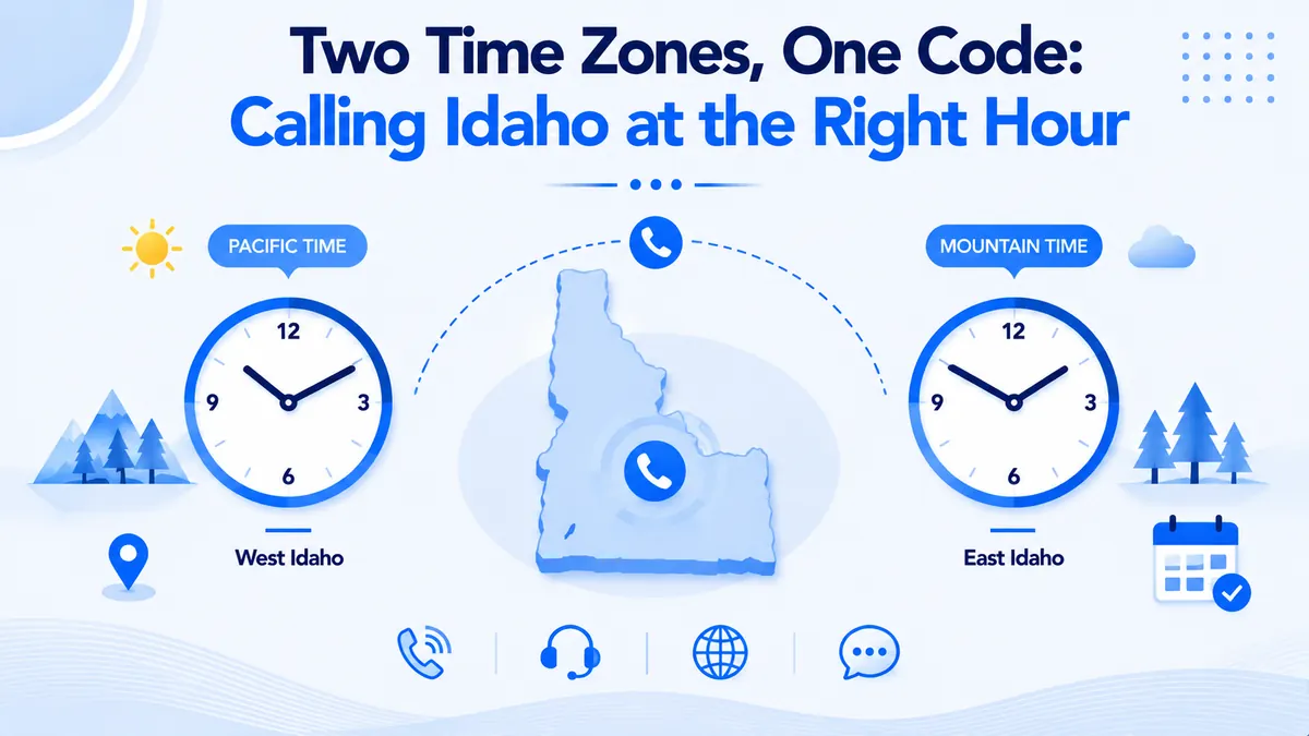 986 area code time zones — Mountain Time in southern Idaho, Pacific Time in the northern Panhandle