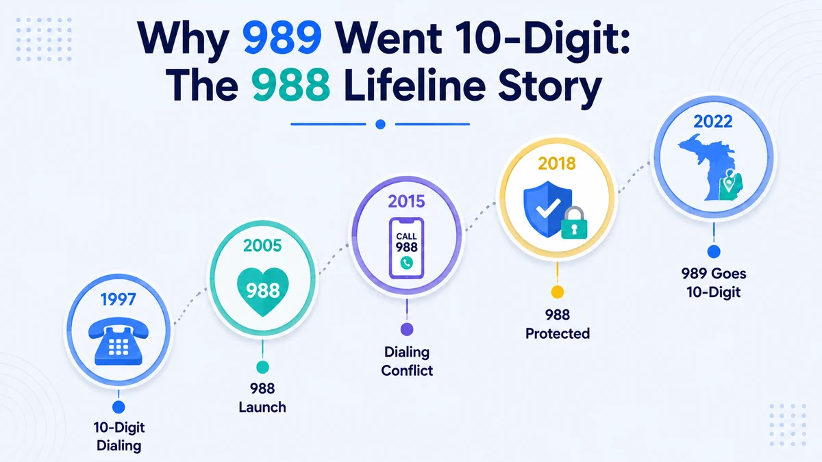 Why 989 went 10-digit — the 988 Suicide & Crisis Lifeline dialing change in Michigan