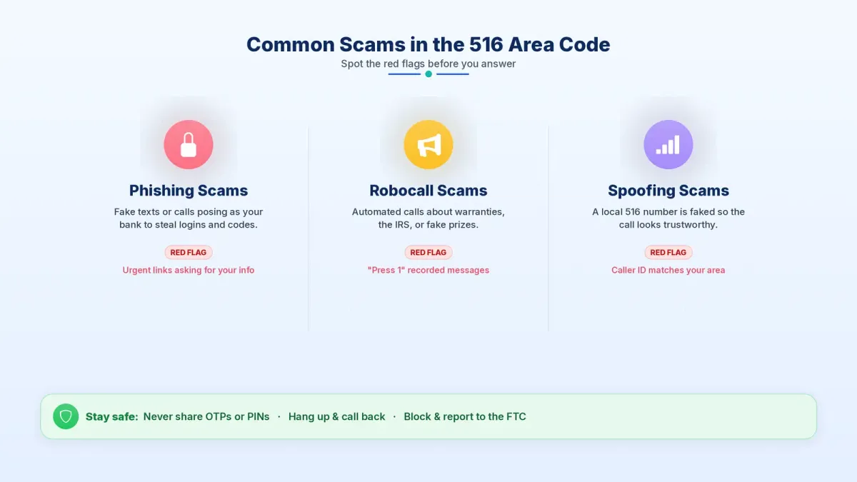 Common phone scams targeting the 516 area code in Nassau County