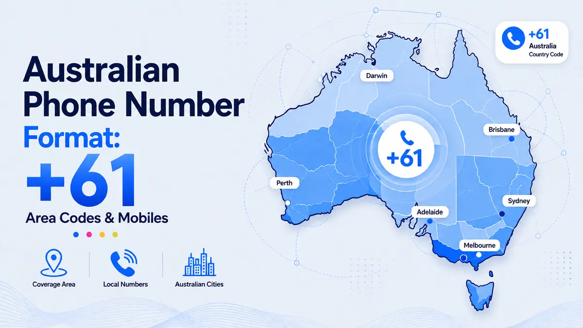 Australian phone number format — +61 country code, area codes, and mobile number structure