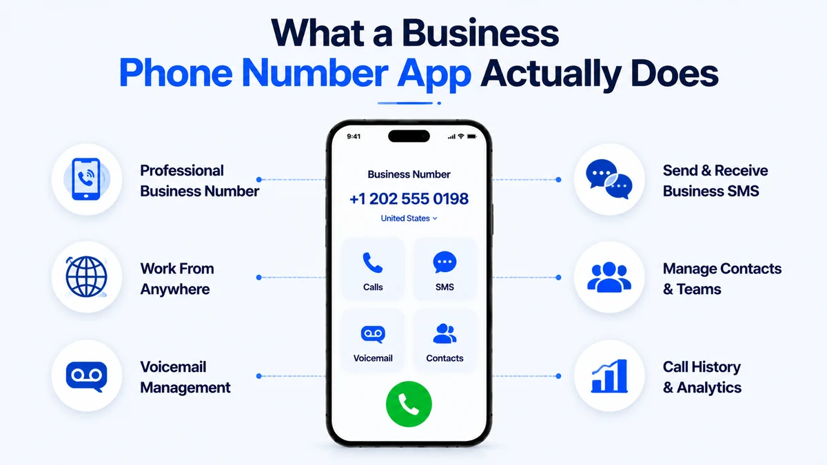 What a business phone number app does — a second work-only line on the phone you already own