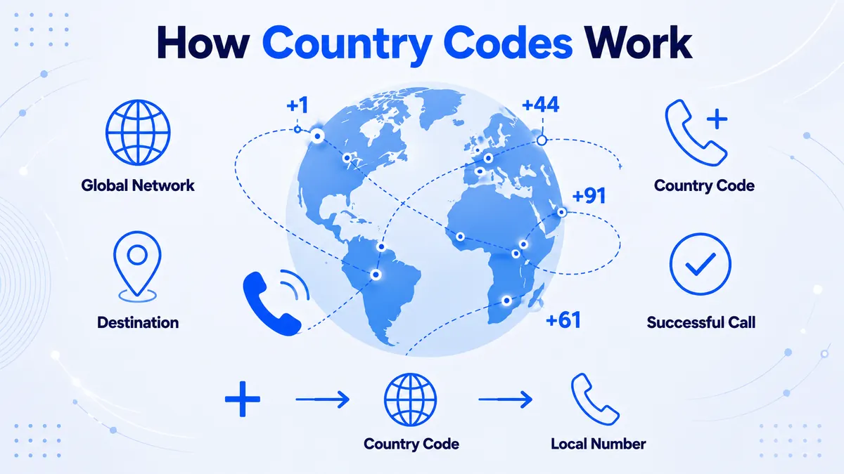 How country codes work — the + prefix that routes a call into a nation's phone network