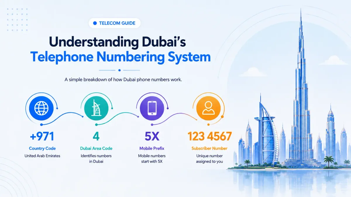 Understanding Dubai's telephone numbering system — country code +971, area code 4, and number structure