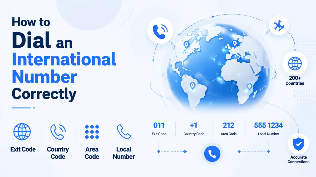 How to dial an international number: exit code, + symbol, country code, and area code explained