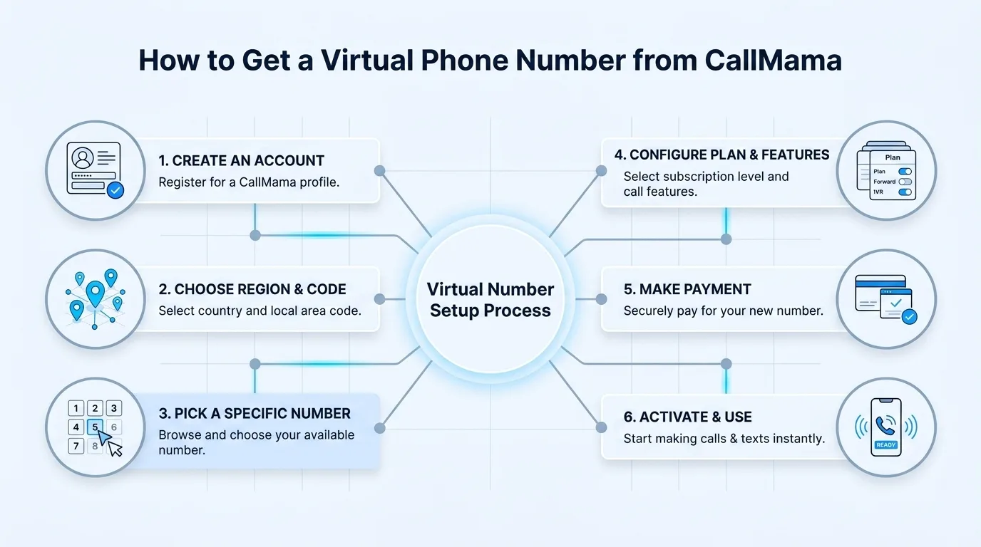 How to get a virtual phone number from CallMama — step-by-step setup process