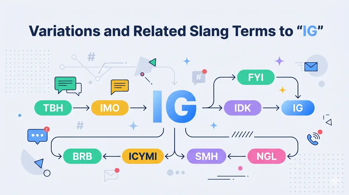 Variations and related slang terms to IG — popular texting abbreviations explained