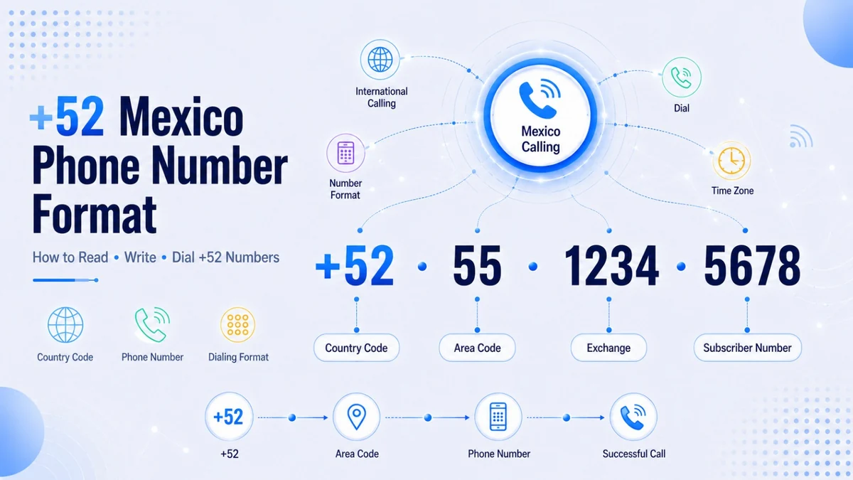 Mexico phone number format — +52 country code, LADA area code, and 10-digit structure explained