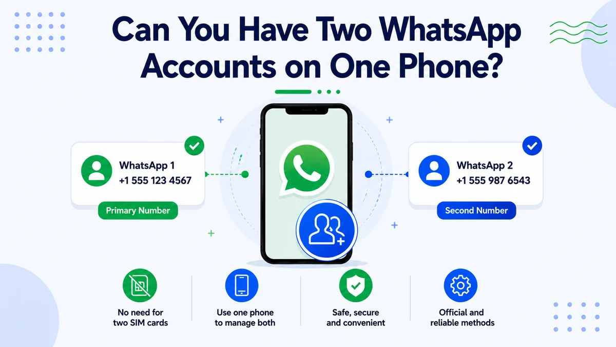 Four ways to run a second WhatsApp number on one phone — dual accounts, Business app, dual apps, virtual number