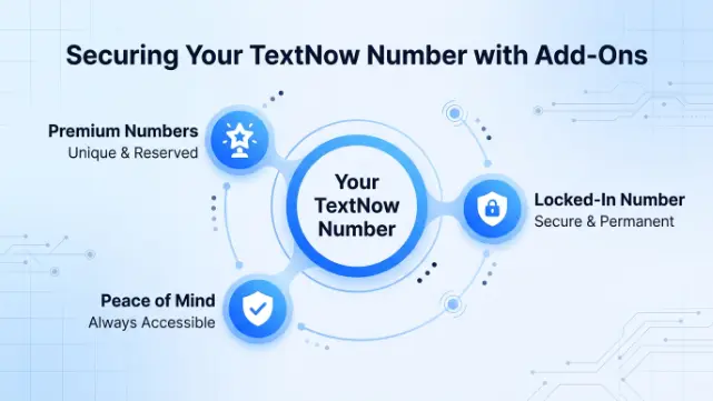 Securing your TextNow number with add-ons — premium numbers and locked-in number add-on