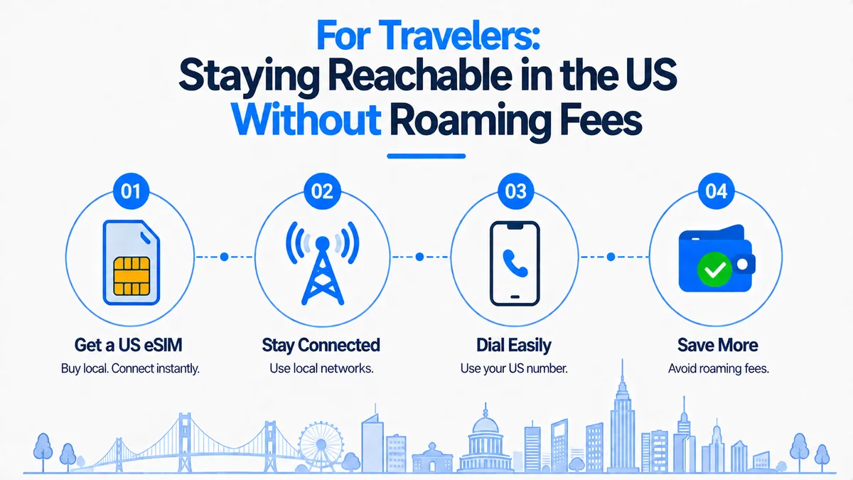 Staying reachable in the US without roaming fees — a virtual +1 number for travelers