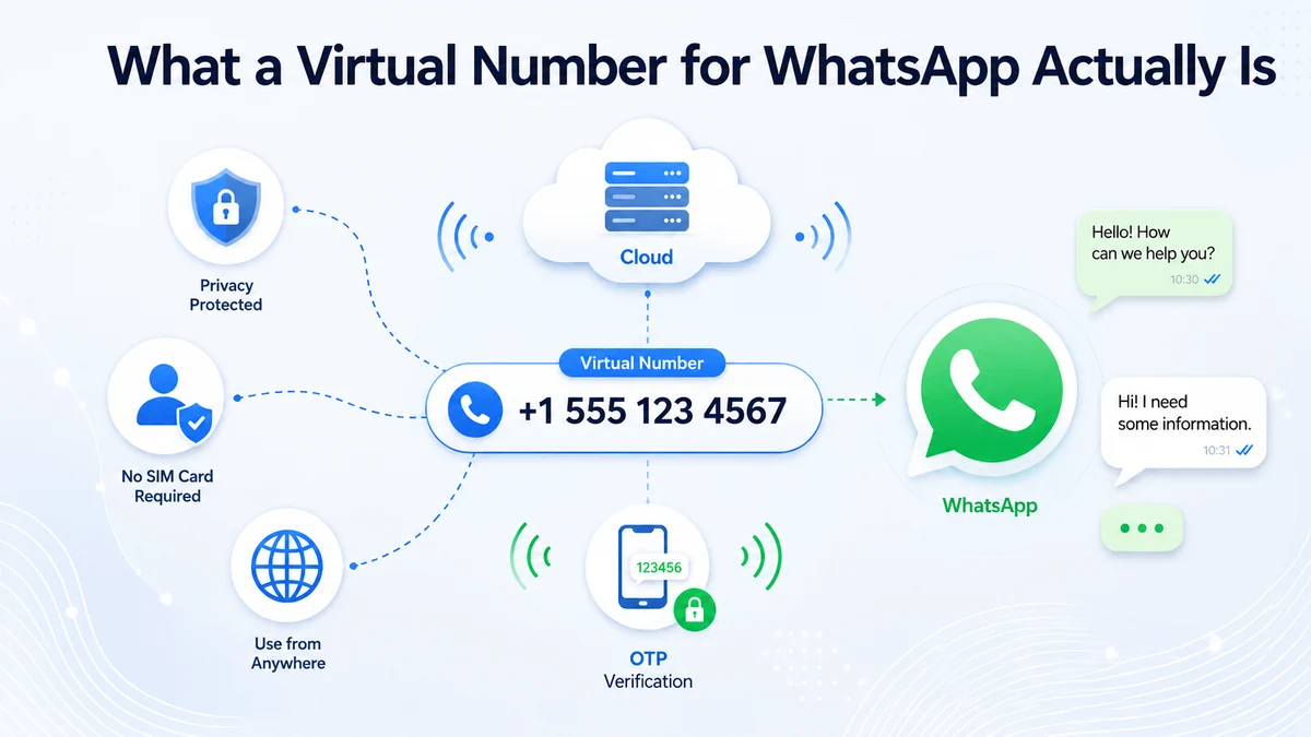 What a virtual number for WhatsApp is — a real number that works over the internet with no SIM
