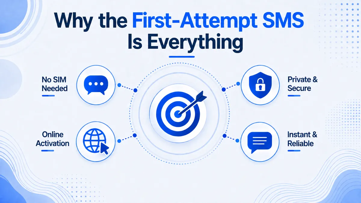 First-attempt SMS delivery — a mobile-tagged virtual number receives the WhatsApp code instantly