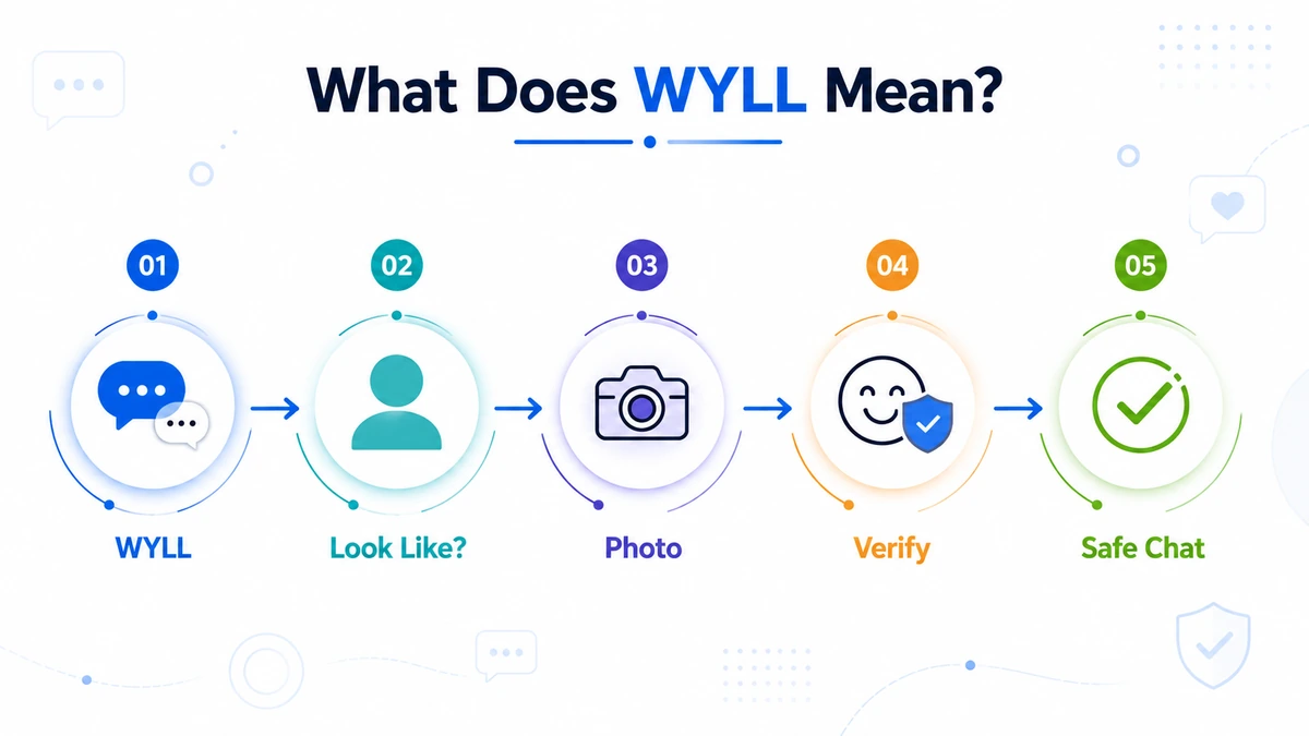 What does WYLL mean — What You Look Like shown in a Snapchat-style chat bubble