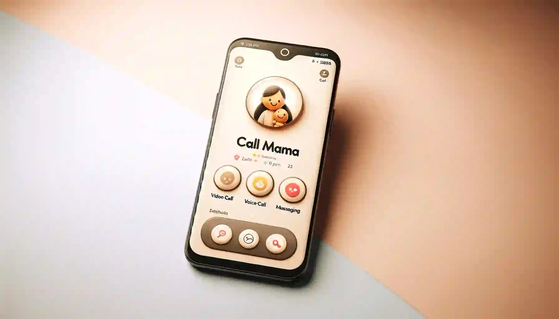 Callmama 앱이 화면에 표시된 iPhone