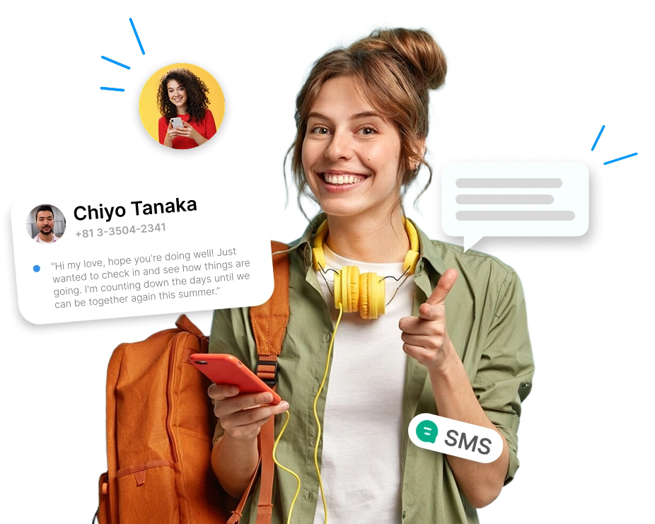 Person sending text messages on smartphone - Callmama two-way SMS platform
