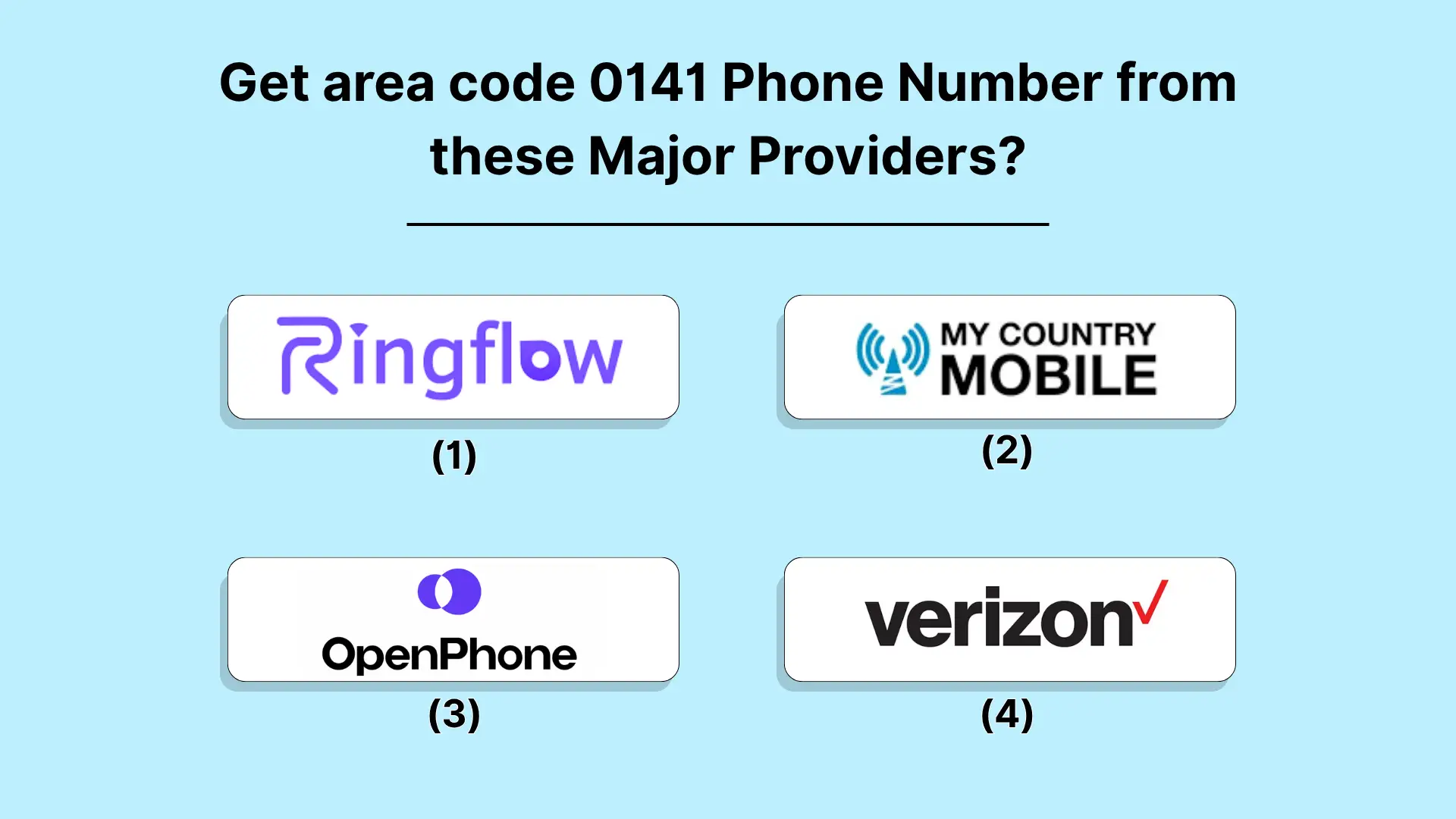 Get area code 0141 Phone Number from these Major Providers